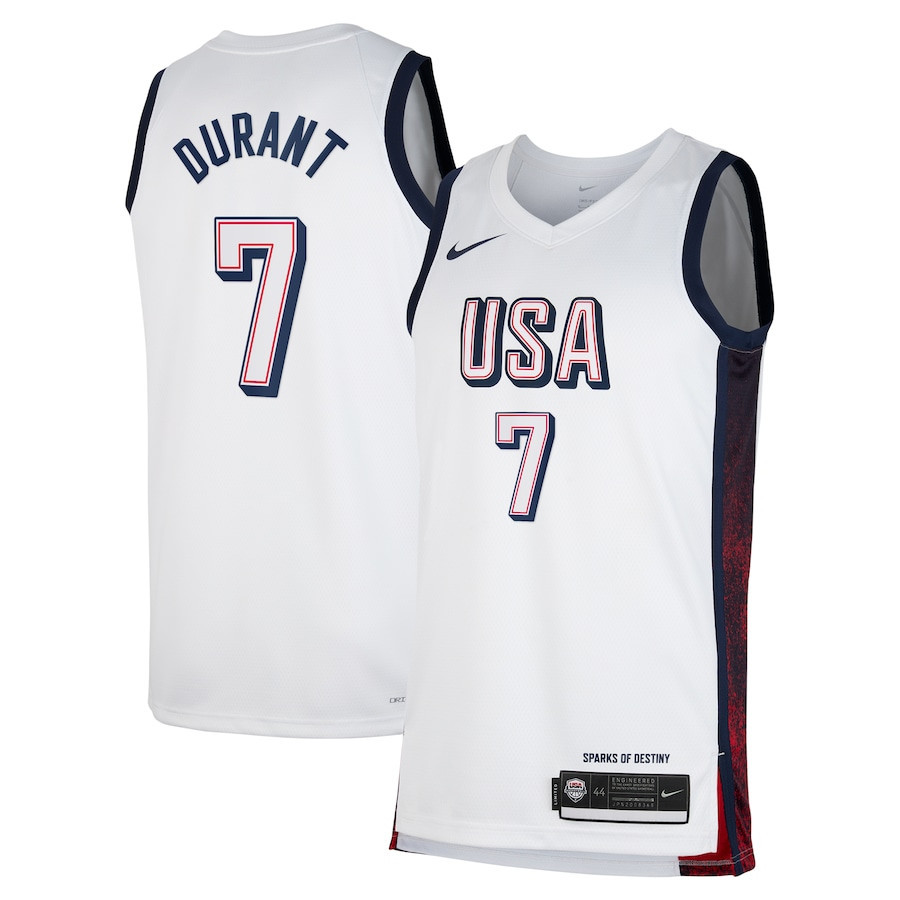 Kevin Durant 7 Men's USA Basketball Unisex 2024 Swingman Player Jersey White Multicolor
