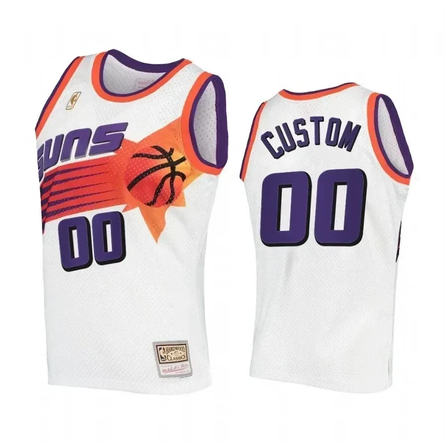 Men's Custom Phoenix Suns Hardwood Classics Jersey White Multicolor S-3XL