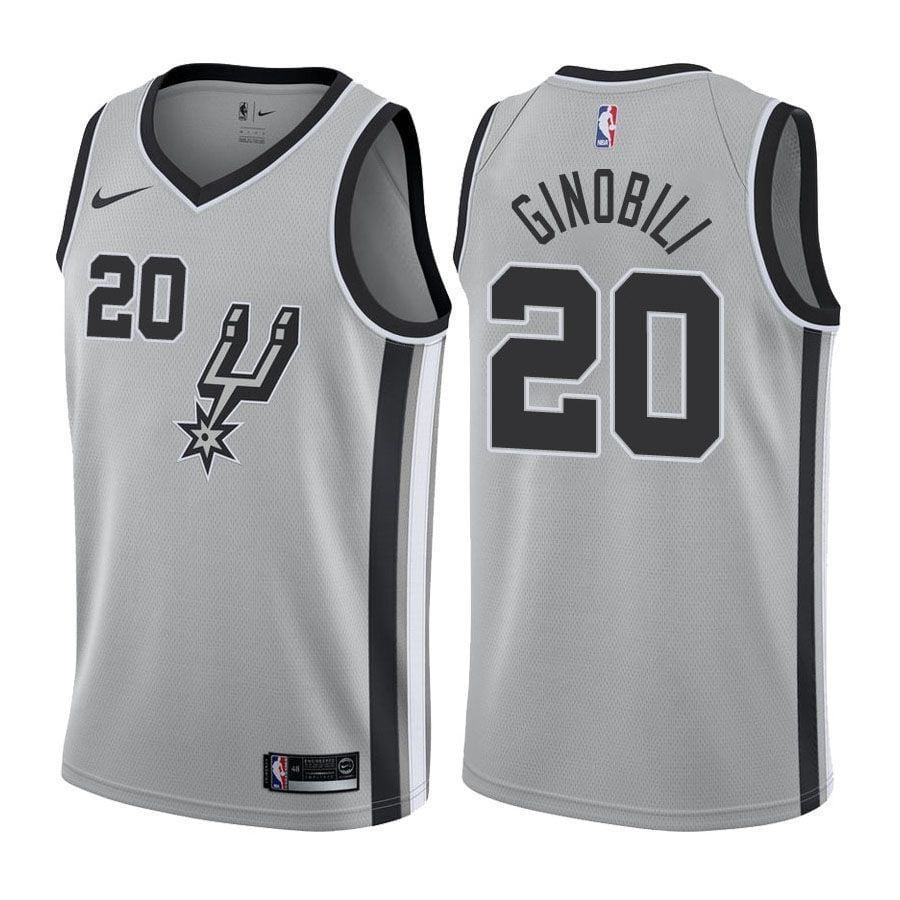 Men's San Antonio Spurs Manu Ginobili #20 State Silver Jersey S-3XL Multicolor