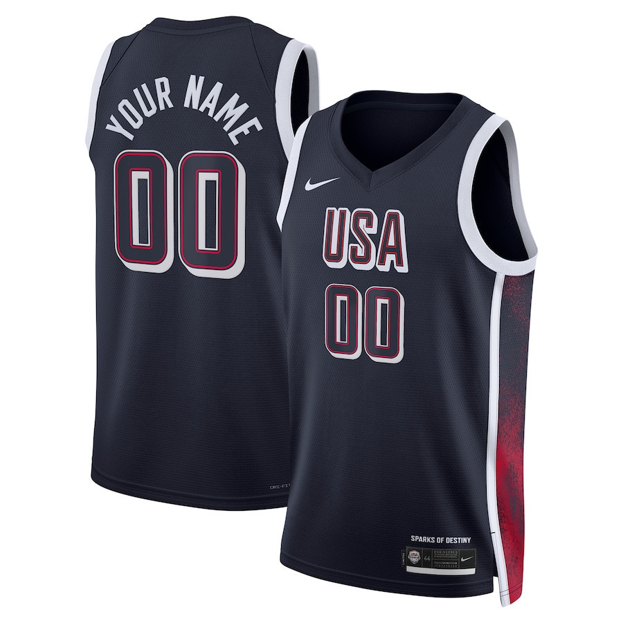 Men's USA Basketball 2024 Swingman Player Custom Jersey Navy Multicolor