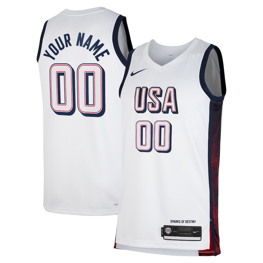Men's USA Basketball 2024 Swingman Player Custom Jersey White Unisex S-3XL