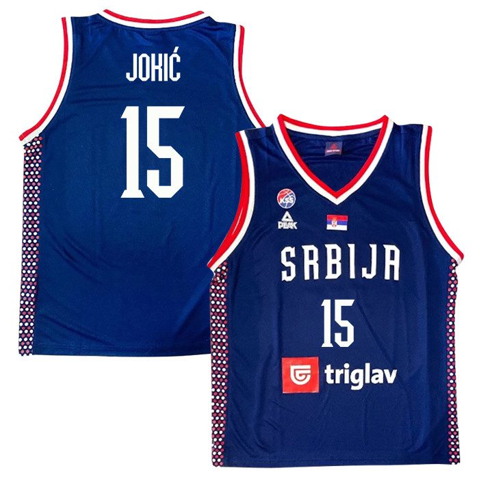 Nikola Jokic 15 Serbia Basketball Unisex 2024 Swingman Player Jersey - Navy Multicolor