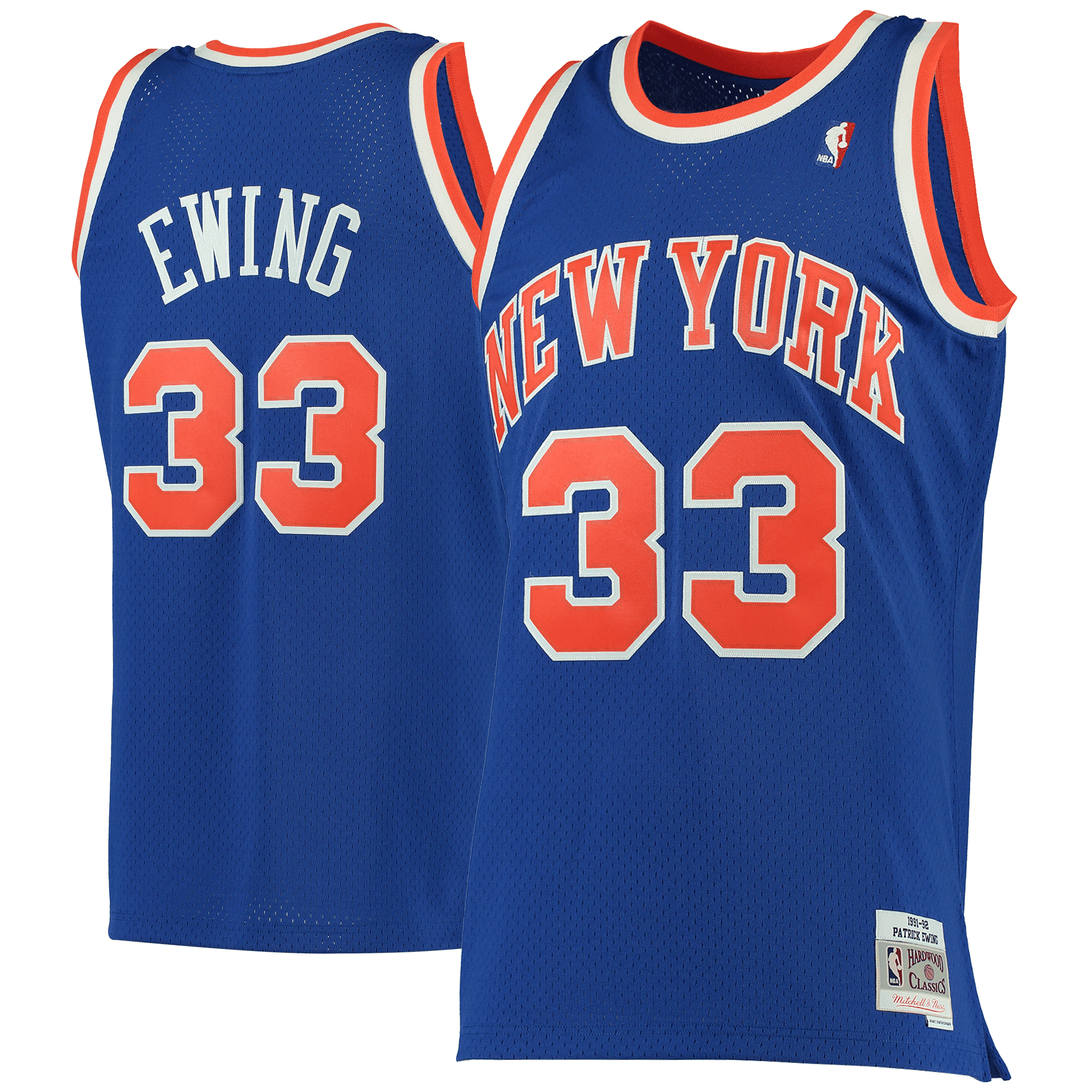 Patrick Ewing New York Knicks Mitchell & Ness 1991-92 Hardwood Classics Swingman Jersey Blue Multicolor
